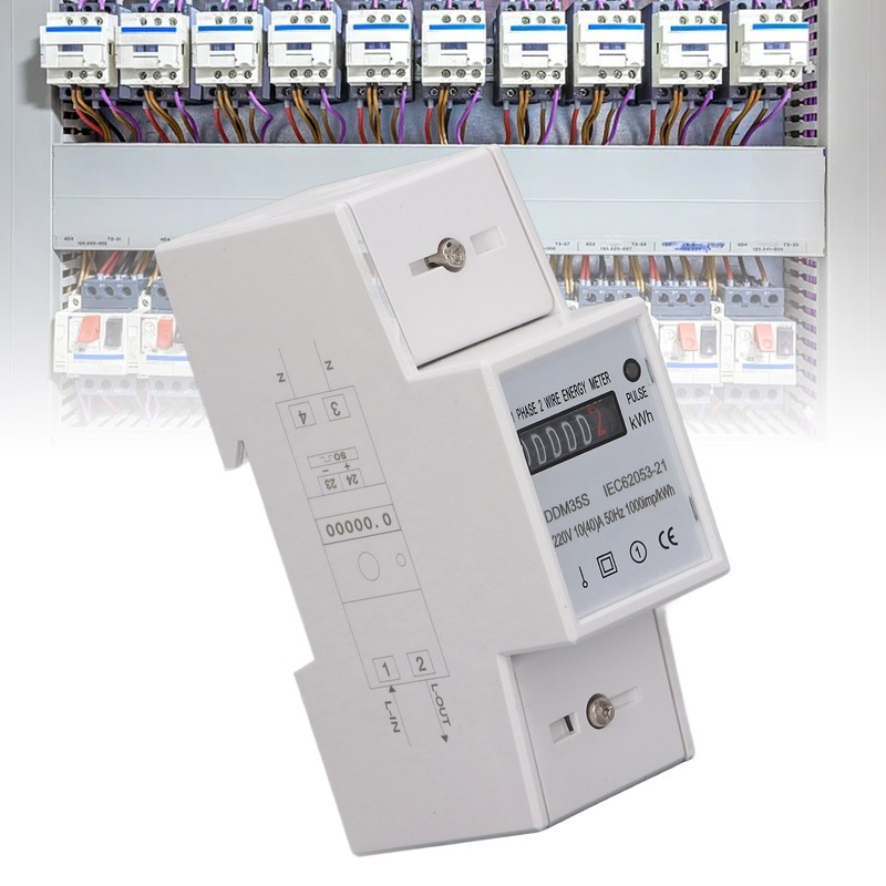 Single Phase Energy Meter Tester Digital Din Rail Electricity Monitor