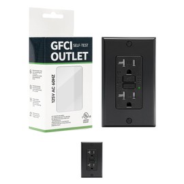 2-Pack 20 Amp GFI Electrical GFCI Outlet Self-Test Tamper Resistant (TR) Weather Resistant (WR) Ground Fault Receptacle with LED Indicator UL Listed Standard Wall Plate Included Black