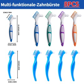 Pack of 8 Denture Brushes, Double Head Cleaning Brushes for Braces for Effective Denture Cleaning, Premium Hard Denture Brush, Thorough Cleaning Small Corners