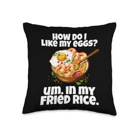 Eat Right, Feeling Good I Like My Eggs Asian Fried Rices Throw Pillow, 16x16, Multicolor