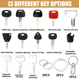 18-Piece Ignition Key, Replacement Ignition Key Set, Construction Machinery Key Set, Tractor, Universal Engine Start Switch, Motorcycle Ignition Switch, Multifunctional Ignition Switch for Machines