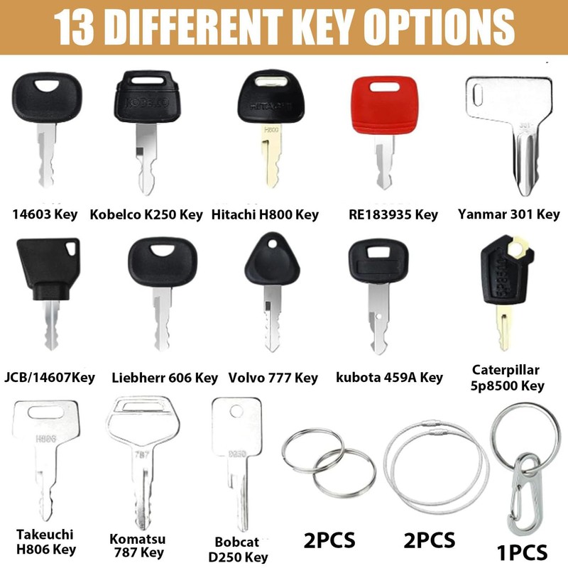 18-Piece Ignition Key, Replacement Ignition Key Set, Construction Machinery Key