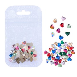 50pcs Nail Crystals AB Beads Heart Shape Nail Rhinestones Flatback Gems Stones Decorations Sparkly Charms Diamonds Beads For Nail Art Jewelry