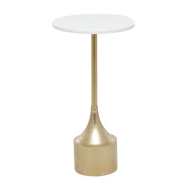 Deco 79 Metal Side End Accent Table End Table with Marble Top, Side Table 13" x 13" x 25", Gold