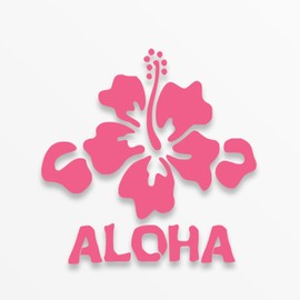 Aloha Hibiscus Flower Vinyl Decal Sticker | Cars Trucks Vans Walls Laptops Cups | Pink | 5.5 inches | KCD1508P