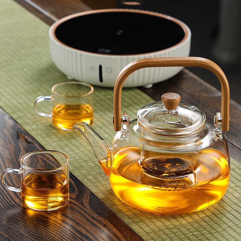 CUNHUY Glass Tea Pot Teapot for Stovetop Safe, Clear Teapot,