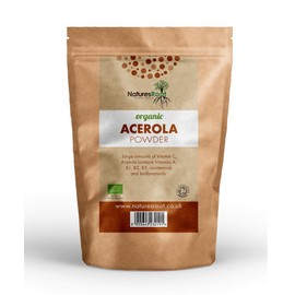 Natures Root Organic Raw Acerola Powder 250g - Vitamin C | Cherry Extract | Freeze Dried | GMO Free