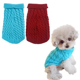 2 Pieces Dog Sweaters for Medium Dogs Girl boy, Knitted Chihuahua Sweater Yorkie Dachshund,Dog Sweaters for Small Dogs Girl Male Fall Winter Puppy Cat（Medium）
