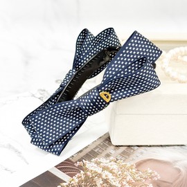 Burnaby Navy Dot 2-tier Ribbon Banana Pin / 버나비 네이비 도트 2단 리본 바나나핀