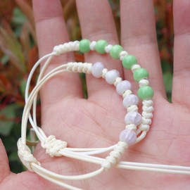 Zlanderah 2PCS Handwoven Boho Bracelet with Ceramic Beads, Unique Friendship Gift for Women, Trendy Stone Beaded Jewelry for Sisters and Friends