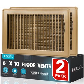 VOISEN Floor Register 6x10, 2 Pack Floor Vent Covers, Steel Adjustable Air Supply Grille Register Vent Cover Grill for Sidewall and Floor, Vent Covers for Home Floor,Brown