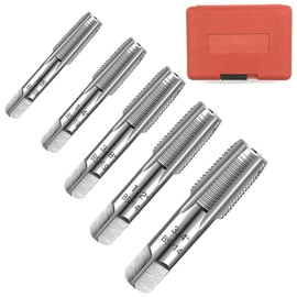 Tap Set, 5 Piece BSP Pipe Tap Set, 1/8 Inch, 1/4 Inch, 3/8 Inch, 1/2 Inch, 3/4 Inch 3/4 Inch BSP Tap Set, Carbon Steel Hand Tap for Accurate Threads