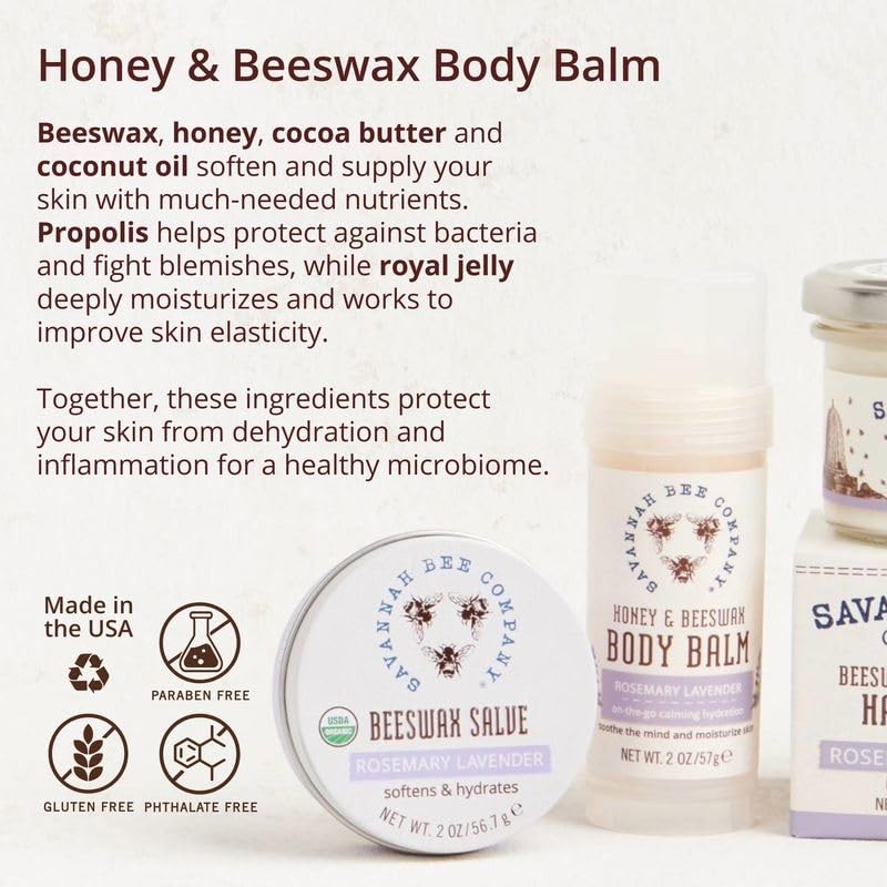 Savannah Bee Company Bálsamo Corporal Romero Lavanda - Hidratante Profundo
