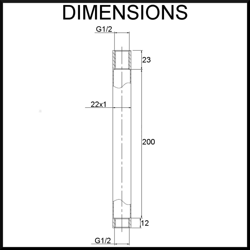 Round Shower Arm - Ceiling Mounted-200mm