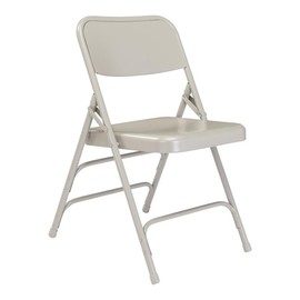 Pemberly Row 29.5" Modern Metal Double Hinge Folding Chair in Gray (Set of 4)
