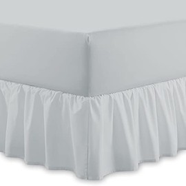 Plain 100% Egyptian Cotton Fitted Valance Sheet | Easy Care 16" / 40cm Extra Deep Frilled Valance Fitted Bed Sheet - Machine Washable - Single Double King Size (Silver, Super King)