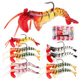 PROBITE 10PCS Soft Shrimp Lures with Jig Heads – Pre-Rigged Paddle Tail Swimbaits – Realistic Sinking Shad Minnow Baits – 2.8in Size for Saltwater & Freshwater Bass Fishing