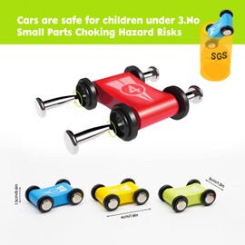 Marble Run Wood, Premium Wooden Toy with 4 Cars, Car Racing Track Wooden Toy for Boys Gifts Birthday Gifts, Racing Track Learning Toy Gift for Children Over 18 Months