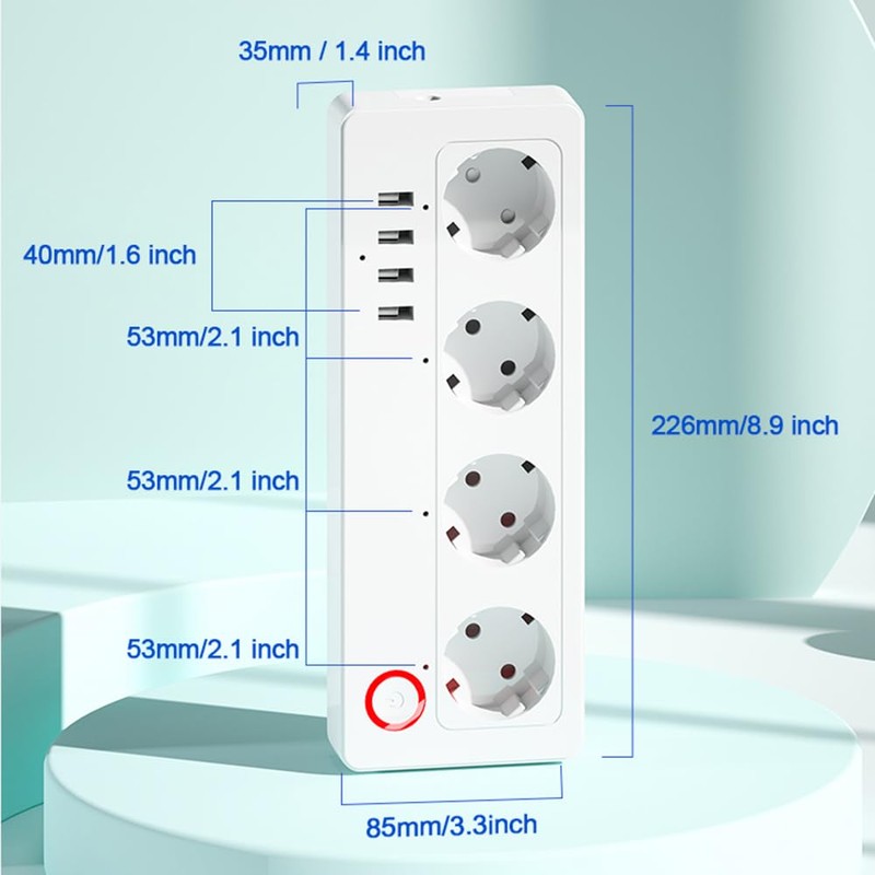 Offgridtec Smarte 4-Fach Steckdosenleiste + 2X USB-A und 2X USB-C