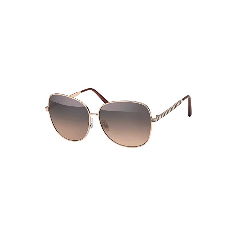 Men's Aviator Sun Glasses Designer Metal Frame 30416, Brown Gold