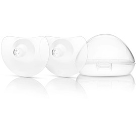 Breastfeeding Nipple Shield – Soft Silicone Contact Shield for Flat or Inverted Nipples, Safe BPA/BPS Free, 1 Pair with Portable Case (13mm)