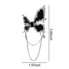 Butterfly Brooch Pin Tassel Chain Brooch Butterfly Accessories for Women Girls Black Butterfly Pins and Brooches Chain Pin Brooch Butterflies Pins Punk Butterfly Brooch Pin for Dress Sweater