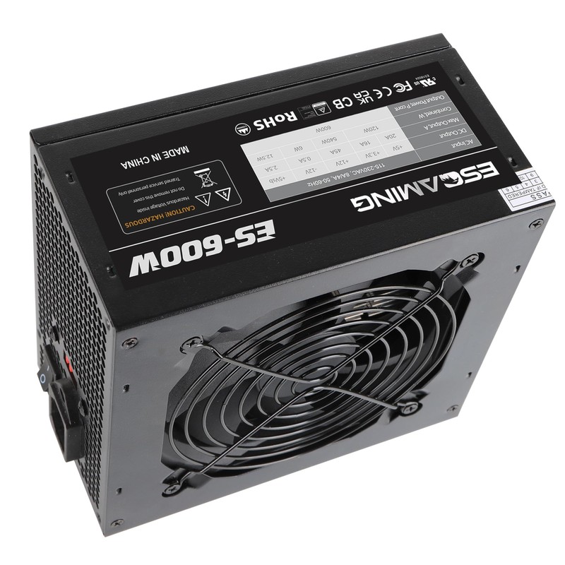 600W ATX Power Supply PSU, ESGAMING with 120mm Ultra Quiet