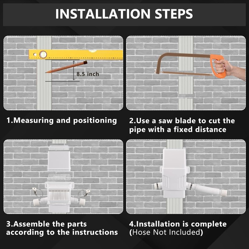 Downspout Diverter, Rain Barrel Diverter Kit-Rainwater Collection System Fits 2x3