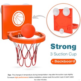 Bath Toys - Bathtub Basketball Hoop for Kids, Toddlers - Mold Free Bath Toys with 3 Strong Suction Cups and 4 Soft and No Hole Balls - Fun Toddlers Bath Toys for Boys and Girls - Mini Basketball Hoop