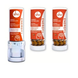 SHO Vegan Energy+ Focus Supplement Kit- Matcha Green Tea Extract, Methylated B Complex, Vitamin B and Caffeine Natural Energy Booster Without Crash, Jitters for Men and Women - 60 Pills Refill Bottle