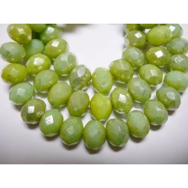 Czech 25 beads - 8x6mm Honeydew Green with Silver Wash Czech Rondelle beads