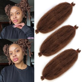 Pre-Separated Springy Afro Twist Hair 12 Inch 3 Packs Pre Fluffed Spring Twist For Distressed Soft Locs Honey Brown Afro Twist Hair Natural Marley Twist Braiding Hair Extensions (12 Inch 3Pcs, 30#)