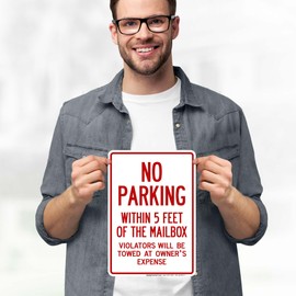 No Parking Within 5 Feet Of The Mailbox Violators Will Be Towed At Owner Expense Sign, 10x7 Inches, 4 Mil Vinyl Decal Stickers Weather Resistant, Made in USA by My Sign Center