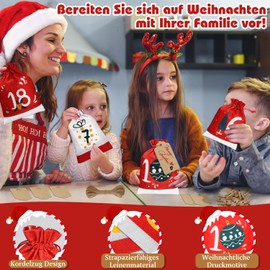 2024 Advent Calendar for Filling Fabric for Children Women Men 18 x 13 cm Large Christmas Calendar Advent Calendar Fill Yourself 24 Fabric Bags Advent Calendar Bags DIY Christmas Decoration