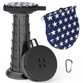 ALEVMOOM Portable Telescoping Stool with Cushion,Camping Stools More Sturdy Capacity 550Ib,Retractable Stool Collapsible Stool Adjustable Folding Stool for Garden Hiking BBQ with Bag,Carabiner