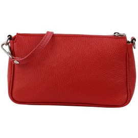 SH Leder Jennie G323 Genuine Leather Shoulder Bag Handbag Clutch Small Bag Evening Bag 23 x 13 cm, red