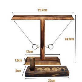 HONGECB Toss Game, Hook Ring Throwing Game, Wooden Table Top Hook Ring Toss Game Children, Toss Hook and Wooden Ring Game, Hook Hook Toss Battle Game, for Family Children Adults (Wood - 25 cm)