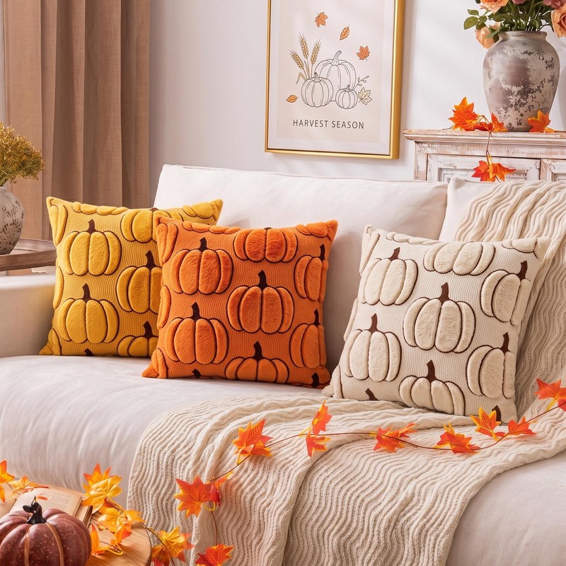 Pumpkin Throw Pillow Cover, Ultra Soft Heavyweight Halloween Thanksgiving Decorative