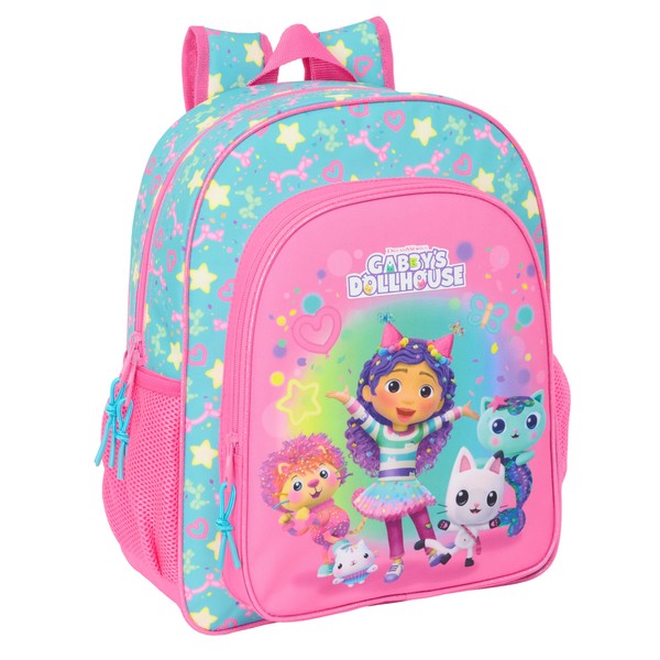 Safta GABBY'S DOLLHOUSE CONFETTI Schulrucksack für Kinder, Kinderrucksack, anpassbar an