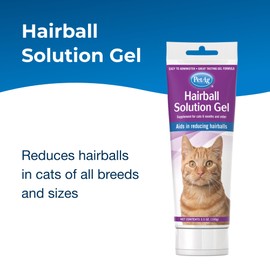 PetAg Hairball Solution Gel Supplement for Cats - 3.5 oz, Pack of 2 - Helps Prevent and Reduce Hairballs in Cats 6 Months and Older