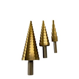 ITS Profitools HSS Step Drill Bit Set 3-Piece Titanium Coated TIN-Coated 4-12 mm 4-20 mm 4-32 mm Peel Drill Set Taper Drill Titanium Nitrided
