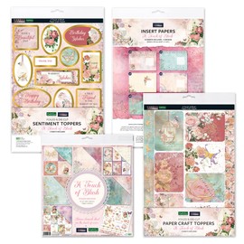 Katy Sue Kanban Crafts A Touch of Blush Papercraft Collection Bundle Contains 8 x 8 Premium Papers, Papercraft Toppers, Sentiment Toppers & Insert Papers.