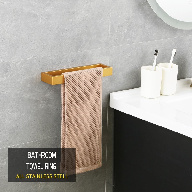 GERZWY Bathroom 2-Piece Accessory Set Gold Stainless Steel Toilet Paper
