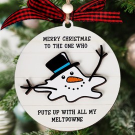 Christmas Ornament 2024, Funny Ornaments 2024, Merry Christmas to The One Who Put Up with All My Meltdowns, Funny Ornament for Best Friend, Ornament for Coworkers, White Elephant Gifts for Coworker