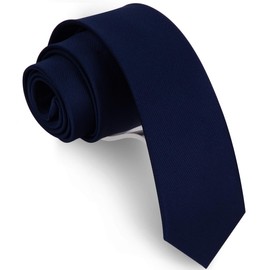 GUSLESON 6cm Slim Tie For Men Solid Navy Blue Skinny Necktie (0973-03)