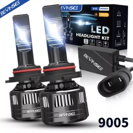 BEVINSEE 9005 HB3 LED Headlight Bulb 120W 30000LM Super Bright LED 6000K White