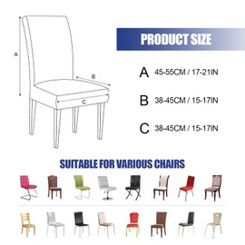 QIANQIAO Dining Chair Covers 6pcs，High Elasticity Removable and Washable Chair Cushion Protector，for Families, Parties and Banquets (Beige)
