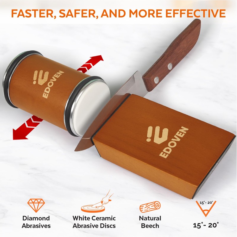 Rolling Knife Sharpener Kit - Beech Wood Magnetic Rolling Sharpener
