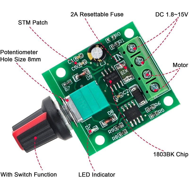 RUNCCI-YUN 10pcs 1.8V 3V 5V 6V 7.2V 12V 2A PWM