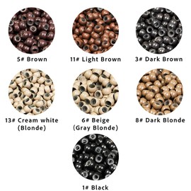 Selyse 1000 Stück Micro-Ringe, 3 mm, mit Silikon für Haarverlängerungen, Nanoringe zum Befestigen von Haarverlängerungen, einfach anzubringen (3# Dunkelbraun)